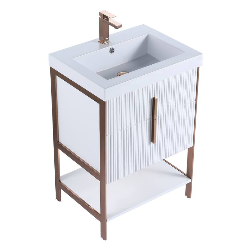 Fine Fixtures Serenity Modern Bathroom Vanity with White Gel Acrylic Top
