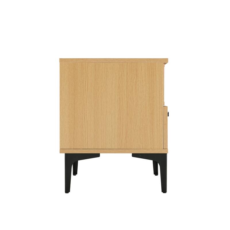 Modern Nightstand with Drawer and Open Shelf Metal Frame Design