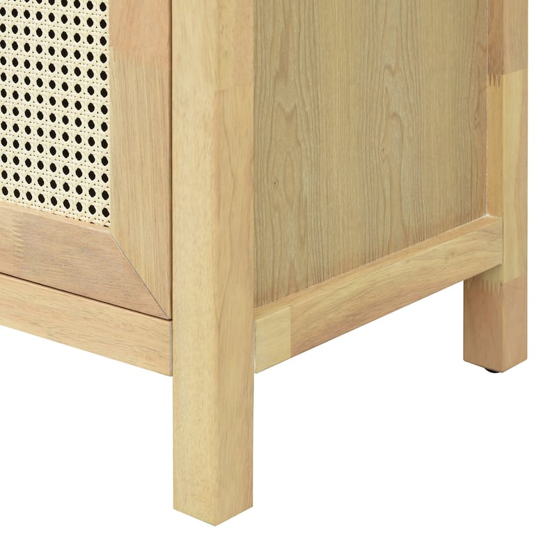 Bohemian Rattan Self Storage Cabinet with Solid Wood Frame