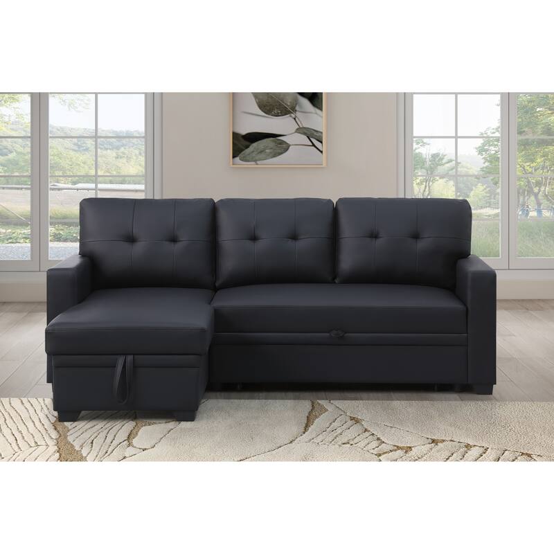 Convertible Upholstered Sectional Sofa With Pull-Out Chaise