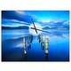 preview thumbnail 1 of 5, Designart 'Wooden Pier Remains in Blue Sea' Oversized Coastal Wall CLock