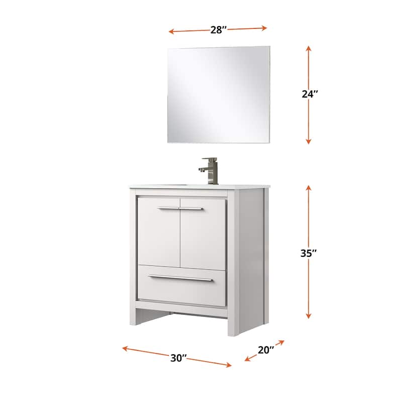 Lafarre Bath Vanity with Quartz Top, Sink, Mirror and Chrome Faucet