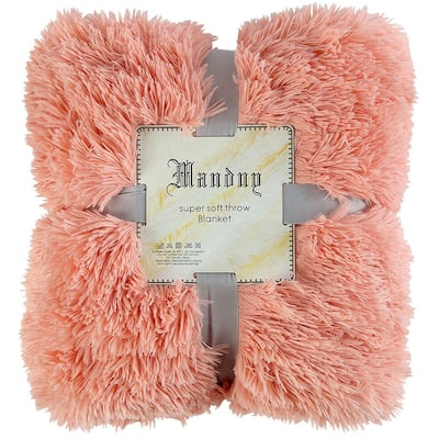 Plush Faux Fur Throw Blanket Reversible Pink