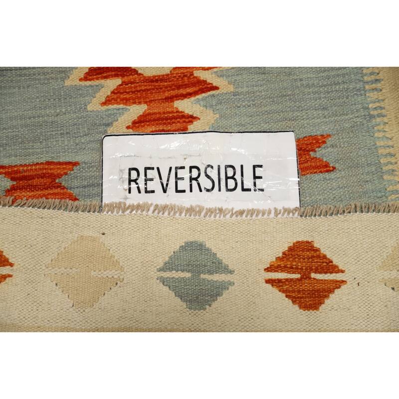 Hand Woven Oriental 100% Wool Carpet Southwestern Tribal Navy Blue & Blues Kilim Area Rug - 4' 9'' X 3' 2''
