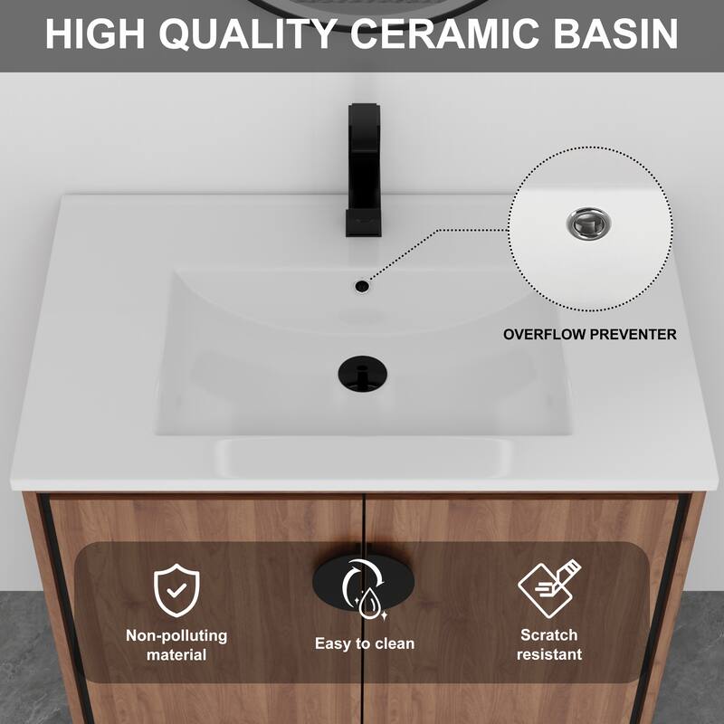 ARTCHIRLY 24/30 Inch Bathroom Vanity with Sink, Freestanding Bathroom Vanity with Soft Close Door and Adjustable Shelf