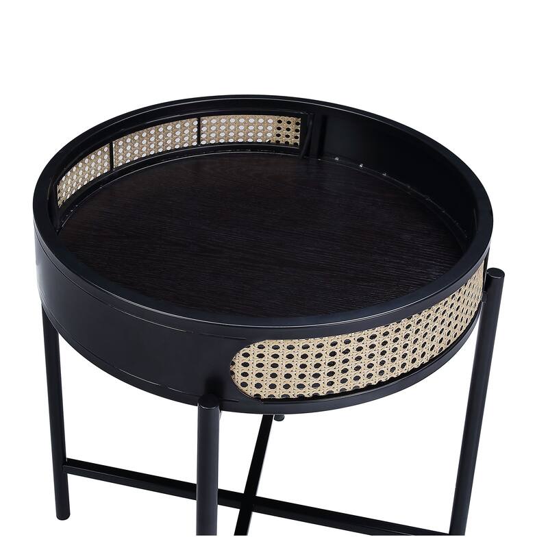 ACME Colson Tray Top Round End Table in Black
