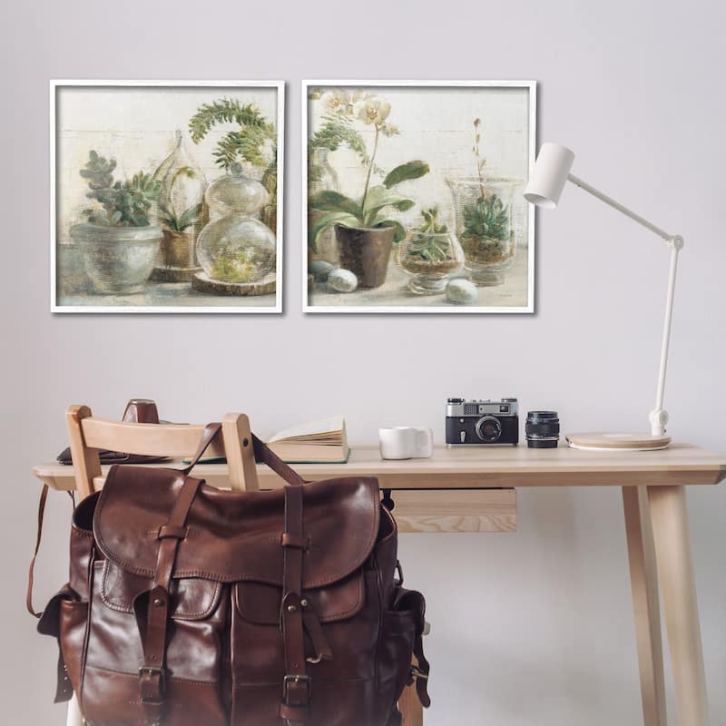 Stupell Succulent House Plants Country Charm Green Brown,2pc Multi Piece Framed Wall Art Set