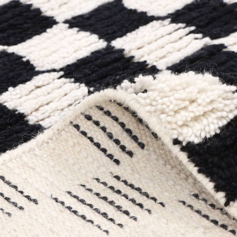 Contemporary Checkered Black Area Rug