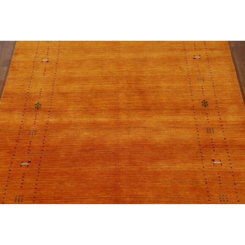 Hand Knotted Oriental 100% Wool Carpet Tribal Tribal Oranges & Rust Gabbeh Area Rug - 7' 6'' X 5' 1''