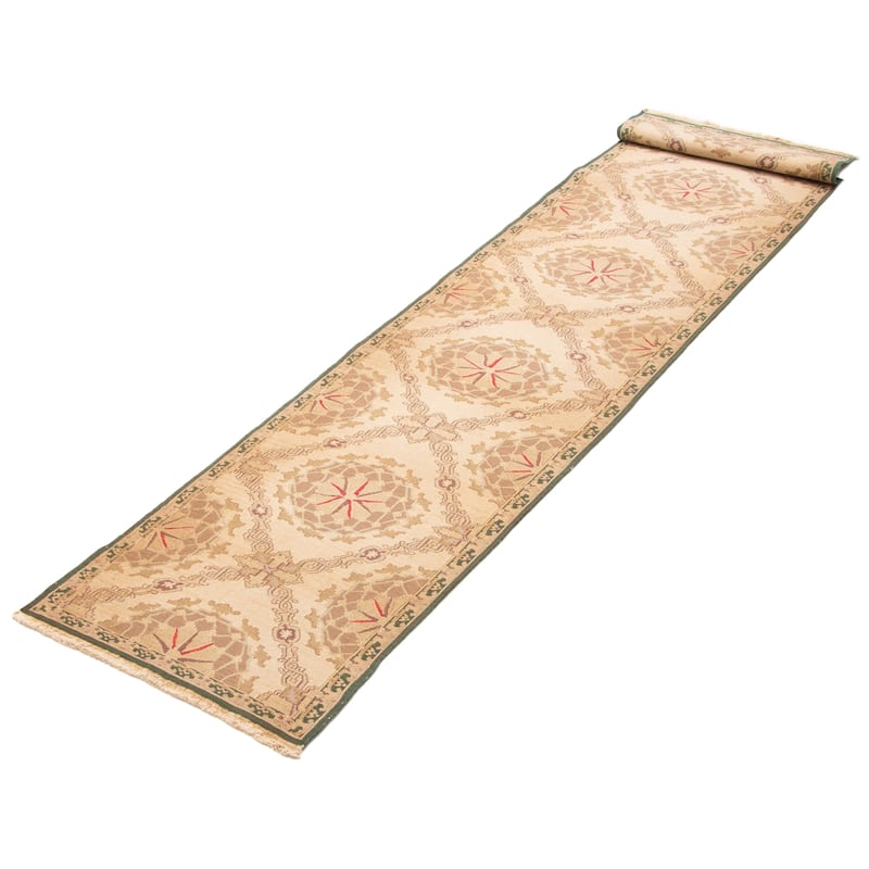 ECARPETGALLERY Flat-Weave Lahor Finest Beige Wool Tapestry Kilim - 2'6 x 12'0