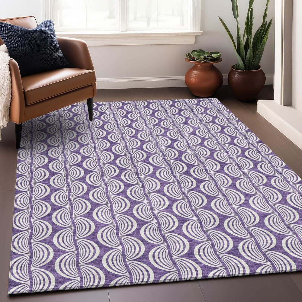 Machine Washable Indoor/ Outdoor Contemporary Chantille Rug