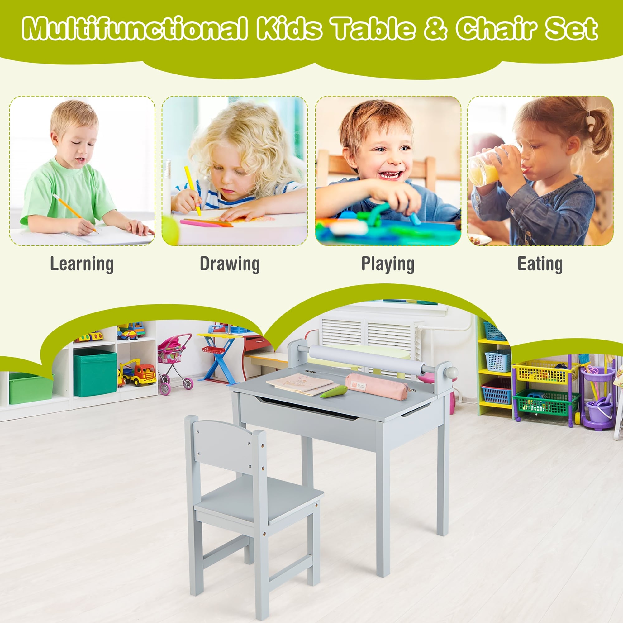 Children Art Activity Table and Drawing Table - Costway
