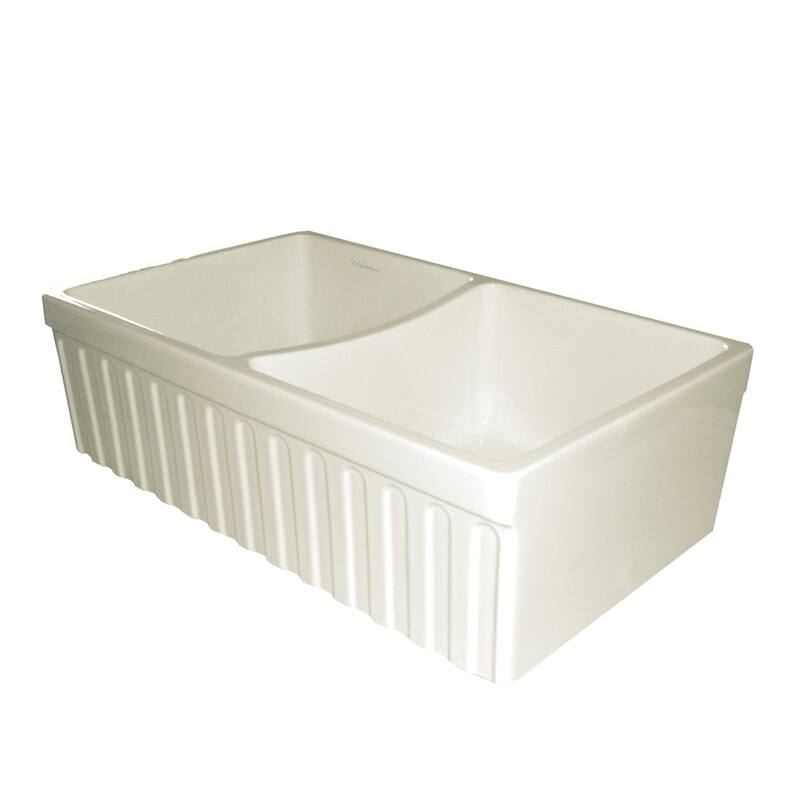 Whitehaus Quatro Alcove 33" Farmhouse Double Basin Fireclay Kitchen