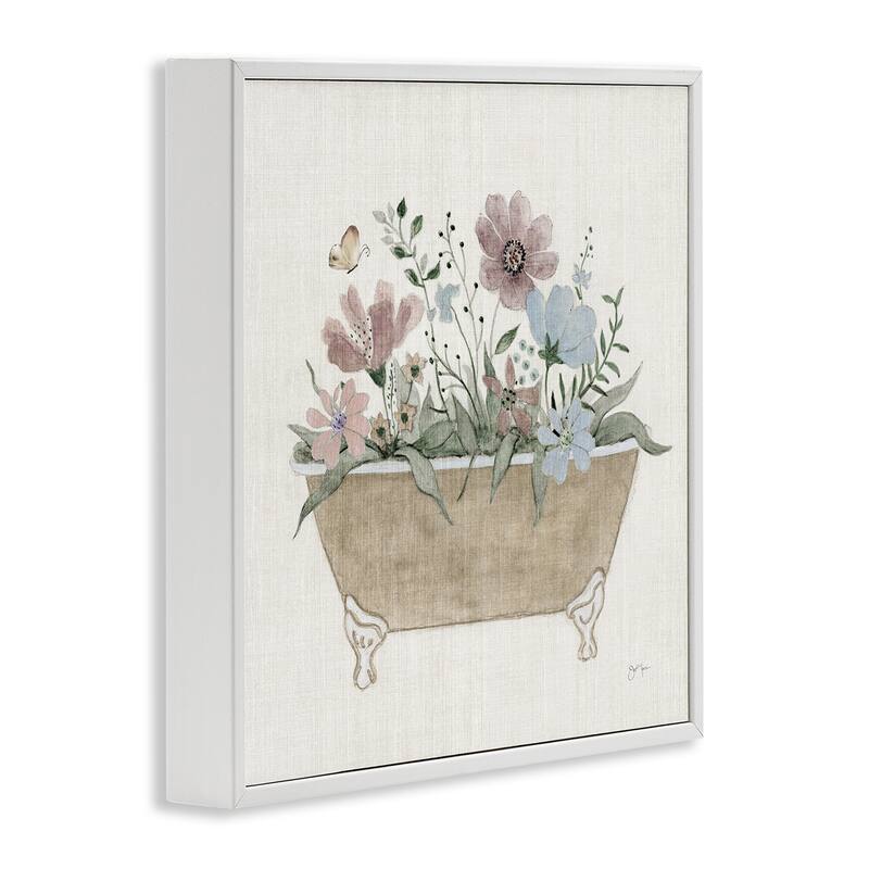 Stupell Cottage Florals in Bathtub Framed Giclee Art Design By Janet Tava