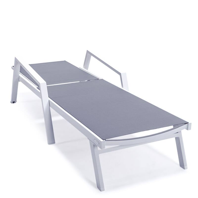 Marlin Rust-Resistant Aluminum Chaise Lounge - Adjustable 4-Position Outdoor Tanning Chair with Armrests