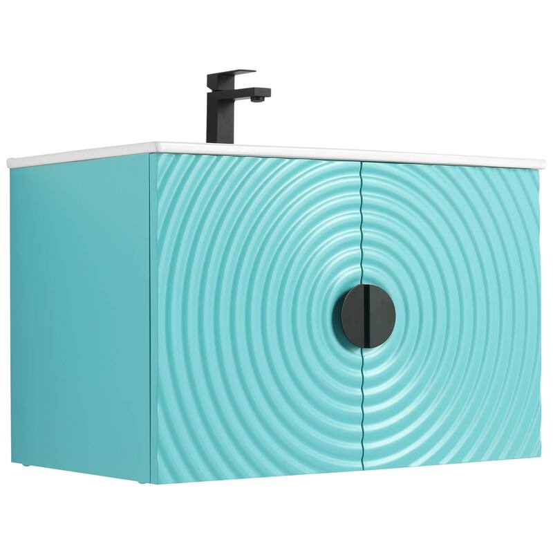 Pellabay Modern Bathroom Vanity with Fluted Circular Doors - Sink Included