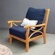 preview thumbnail 1 of 25, Cambridge Casual Lowell Teak Patio Club Chair with Cushion Natural Teak/Navy Cushion