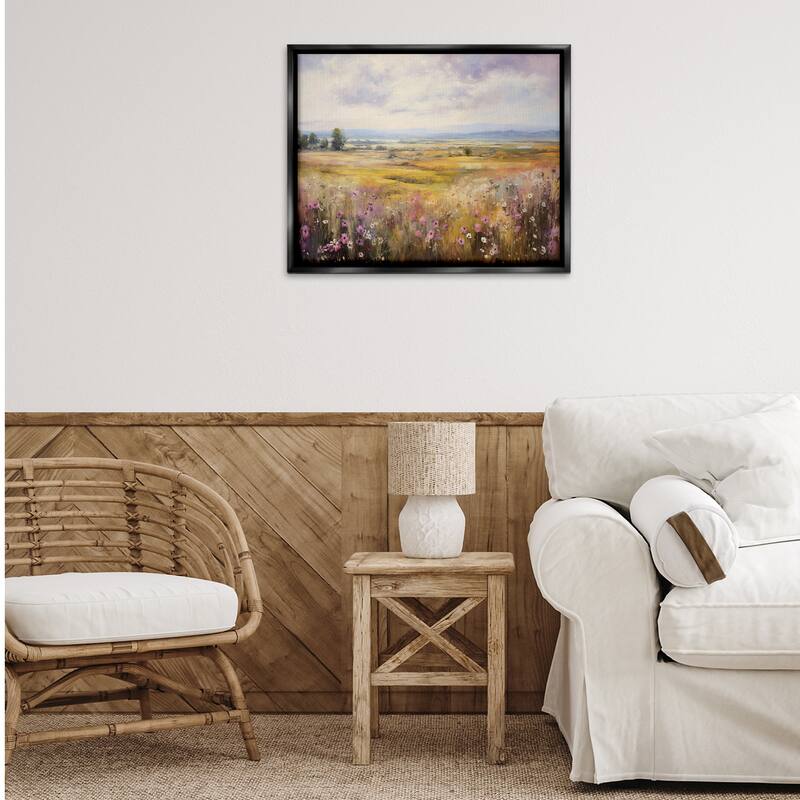 Stupell Vast Meadow with Subtle Flowers Framed Floater Canvas Wall Art Design By Franklyn Gregory
