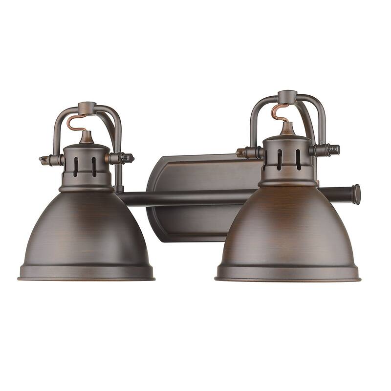 Golden Lighting Duncan 2 Light 17" Wide Bathroom Vanity Light - Rubbed Bronze / Rubbed Bronze