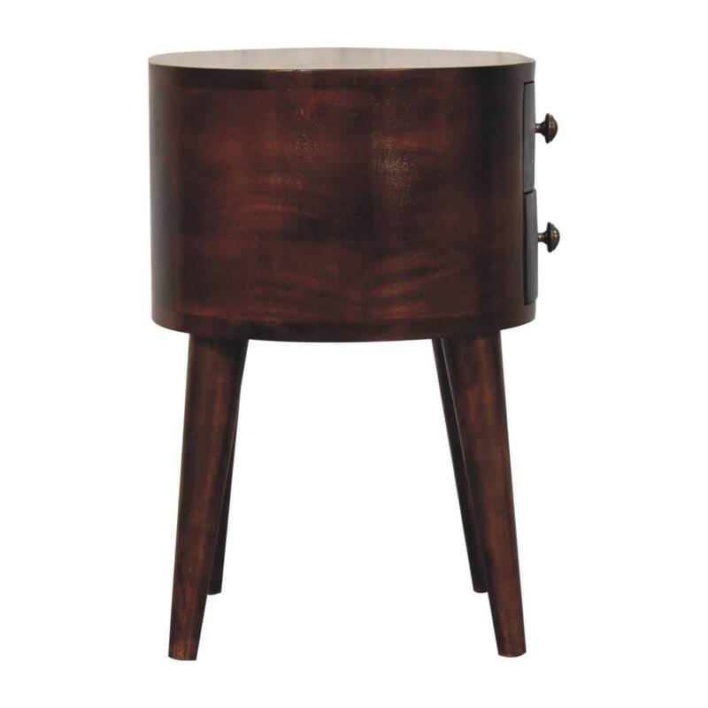 HomeRoots 21" Walnut Solid Wood Oval Two Drawer Nightstand