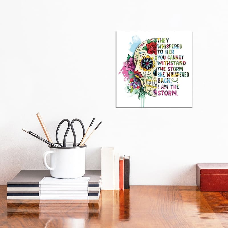iCanvas "Sugar Skull. I Am The Storm" by Ephrazy Graphics Canvas Print - 12x12x1.5