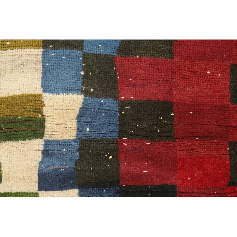 Checkered Gabbeh Persian Vintage Accent Rug Handmade Wool Carpet - 2'7" x 3'6"