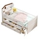 preview thumbnail 8 of 16, Twin Bed Frame w/ Storage 4 Drawers,Wooden Bed Frame for Kids, Platform Twin Size Bed with Guardrail Headboard & Ladder, White