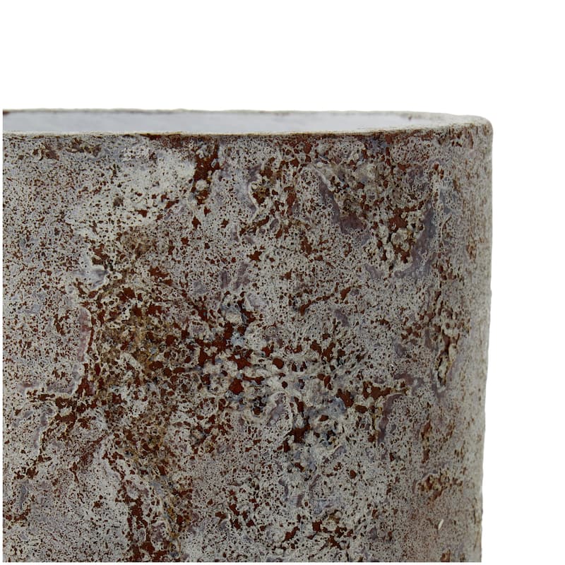 Ceramic Antique Style Wide Textured Decorative Vase - Brown - Roche River Decor