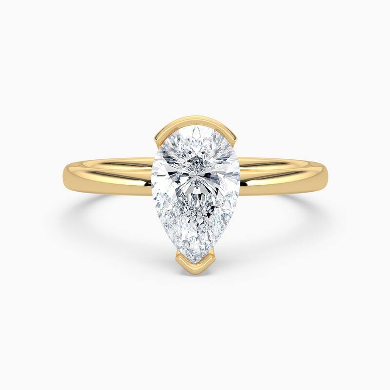 Auriya 14K Gold Lab Grown Diamond Pear Shape Half Bezel Solitaire Engagement Ring 1.00 - 5.00ct. tw. (F-G, VS) - 4.00 carats - 5 - Yellow