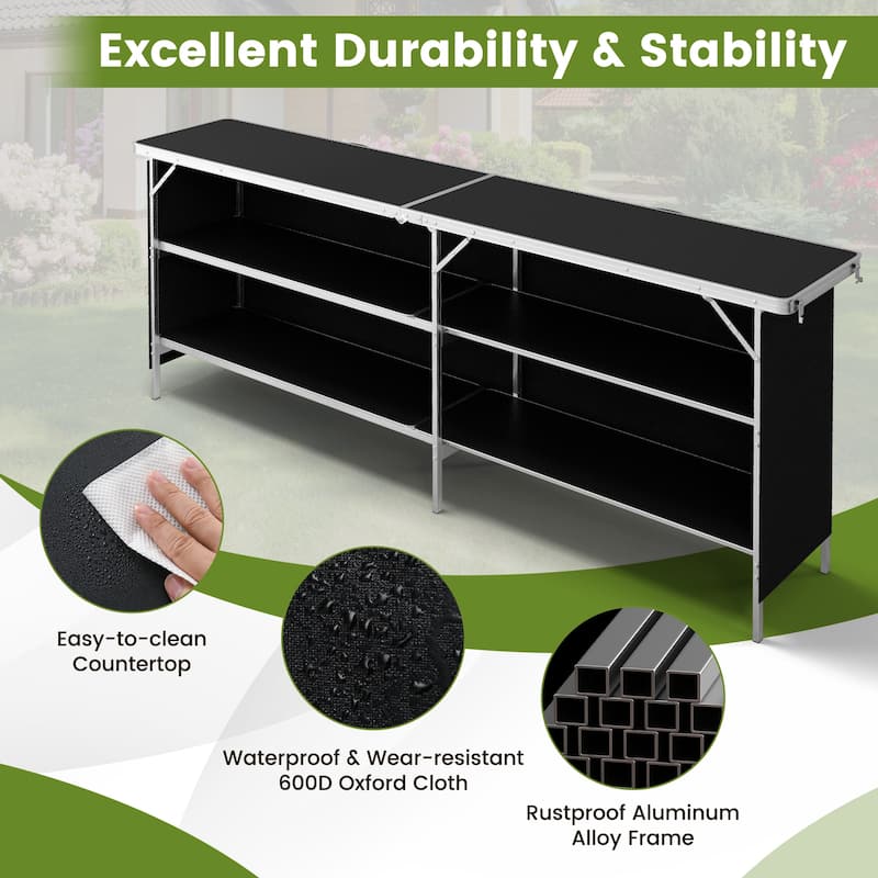 Gymax Portable Bar Table Folding Camping Table w/ Aluminum Alloy Frame