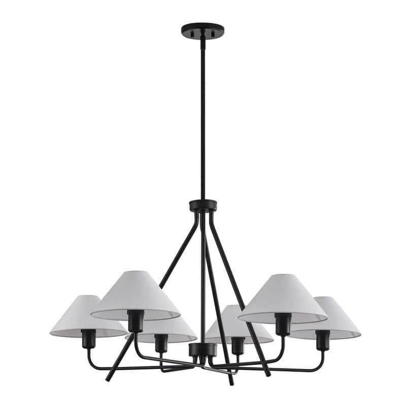 KAWOTI 6-light Dimmable Classic Traditional Chandelier with Fabric Lampshade - W 38.25" * H 22.75"