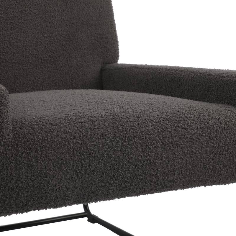 Boucle Fabric Accent Chair Lamb Wool Armchair with Metal Frame