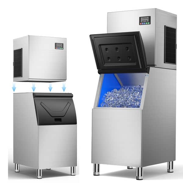 slide 2 of 9, 500LBS/24H Commercial Ice Maker Machine with 350LBS Ice Storage Bin Storage-capacity-400lbs