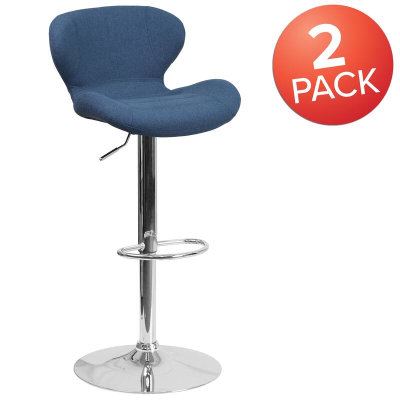 Modern Low-back Height-adjustable Chrome/Vinyl Barstools (Set of 2)