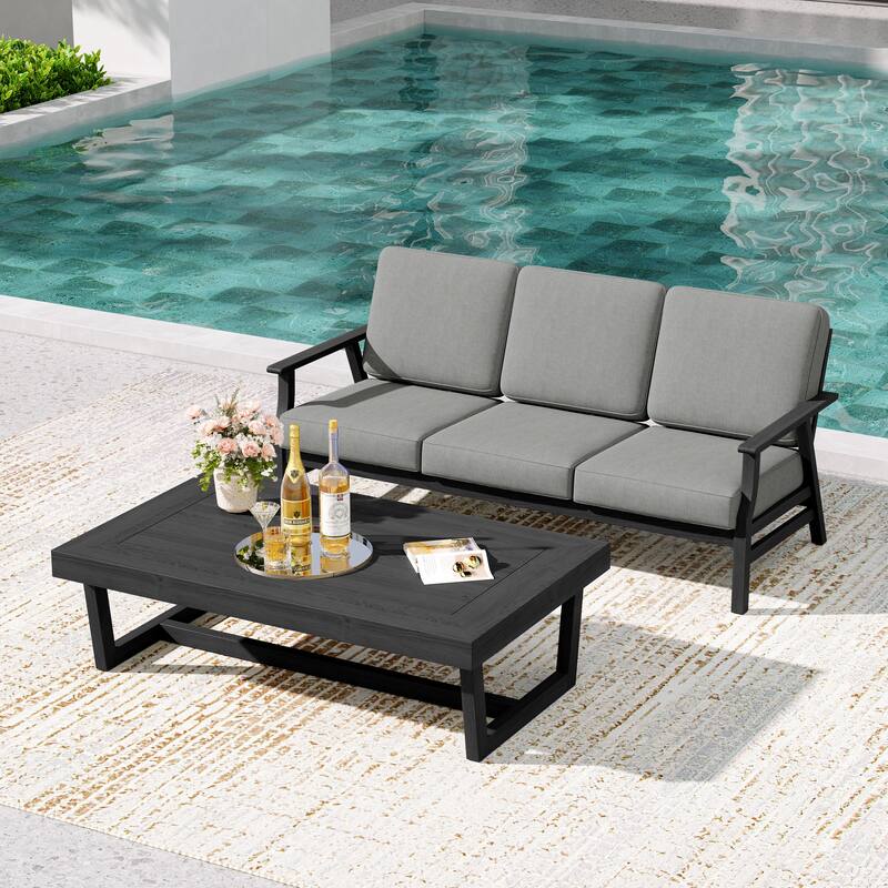 2-Piece Teak Outdoor Sofa Set with Table