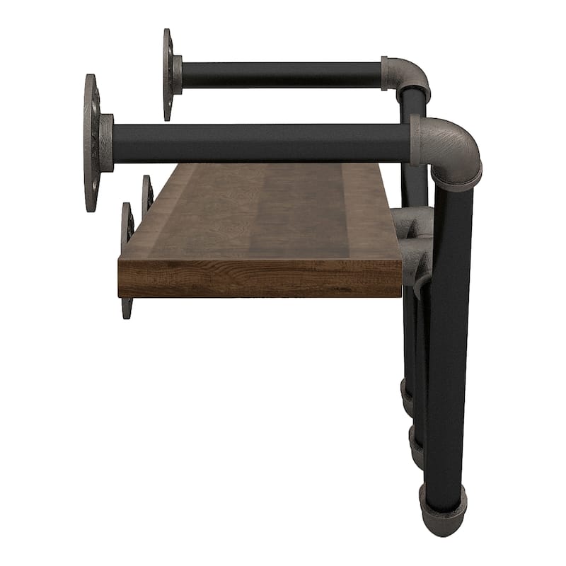 DH BASIC Industrial Reclaimed Oak 50-Inch Metal 1-Tier Wall Shelf by Denhour