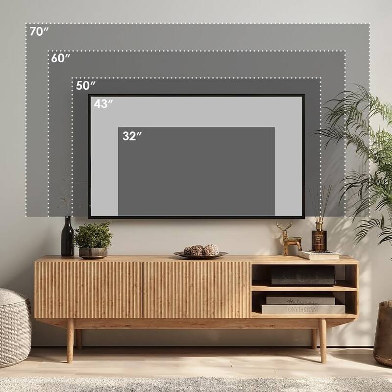 Living Skog Kelly TV Stand Console Fits TV's up to 65 in. with Wood Legs in Mid Century Modern Scandinavian Design
