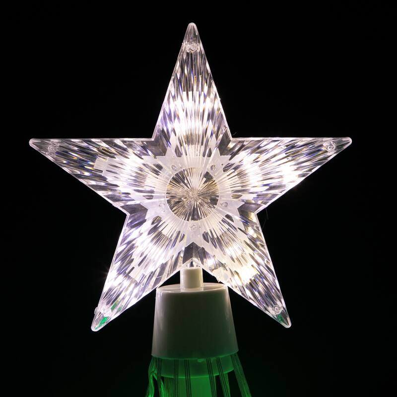 LED Lighted Color Changing Multiple Function Outdoor Christmas Cone Tree - 6" - White