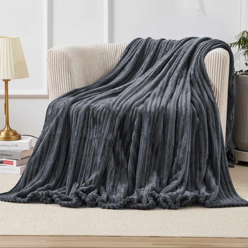 Textured Stripe Cozy Throw Blanket, Ultra-Soft, All-Season Comfort for Every Adventure