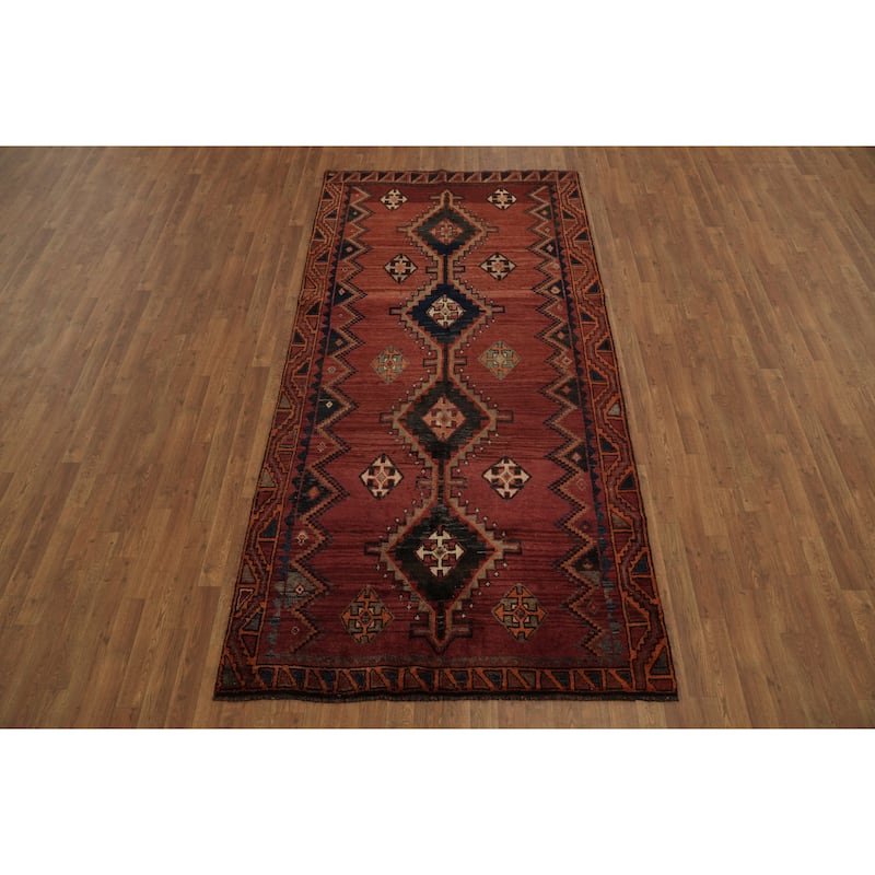 Hand Knotted Oriental 100% Wool Carpet Traditional Tribal Red Lori Area Rug - 9' 4'' X 4' 8''