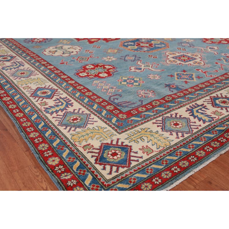 Hand Knotted Oriental 100% Wool Carpet Traditional Medallion Navy Blue & Blues Kazak Area Rug - 13' 9'' X 9' 10''