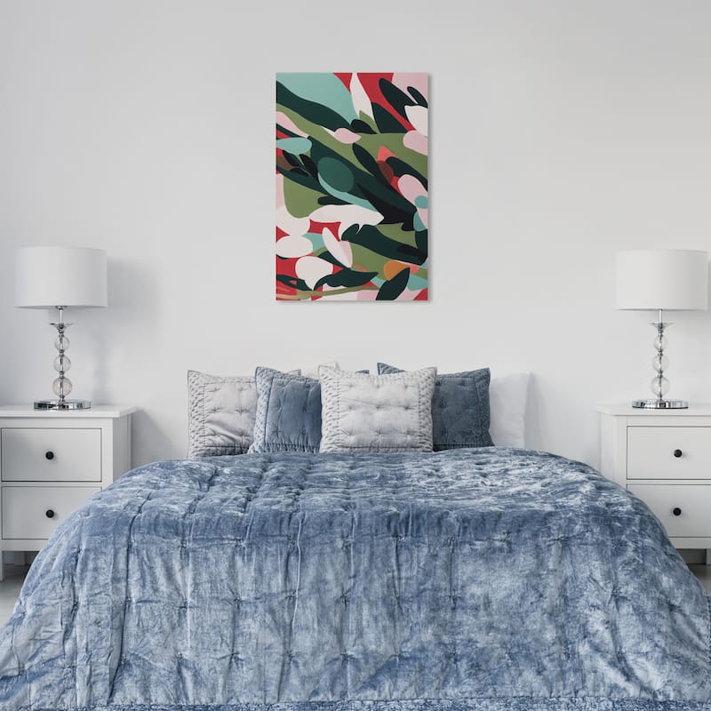 Wynwood Studio Canvas Abstract Minimalist Garden Green and Dark Orange Modern & Contemporary Wall Art Canvas Print - 36 x 24
