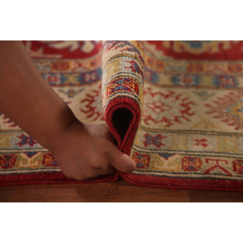 Red Kazak Oriental Area Rug Handmade Living Room Wool Carpet - 6'1" x 8'9"