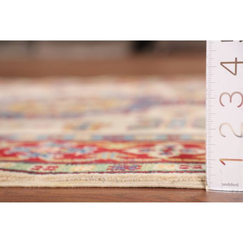 Kazak Area Rug Hand-Knotted Oriental Beige Wool Carpet - 4'0" x 6'0"