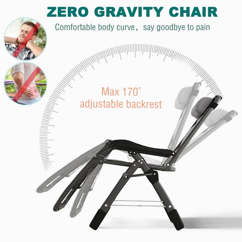 DoCred Zero Gravity Chair, Folding Lawn Chaise Recliner Lounge Chair
