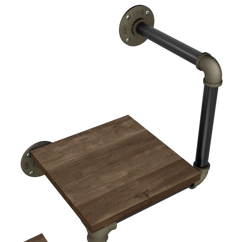 DH BASIC Industrial Reclaimed Oak Metal 3-Tier Wall Shelf by Denhour