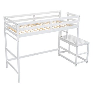Twin Size High Loft Bed with Ladder landing Platform