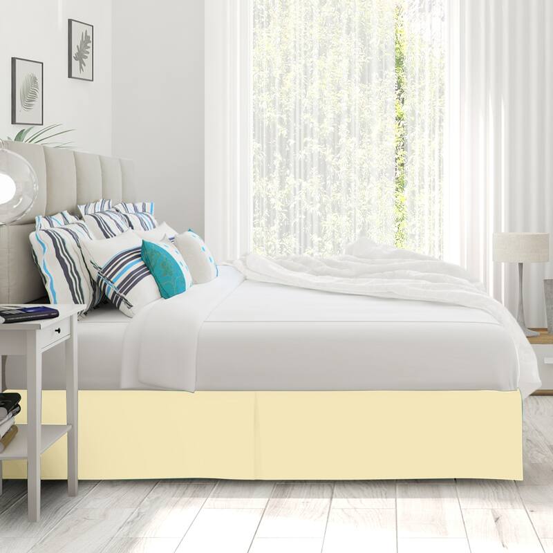 Clara Clark Pleated Bed Skirt-14 inch Tailored Drop - Soft Double Brushed Premium Microfiber Ruffle Bed Skirt - Includes 8 Pins