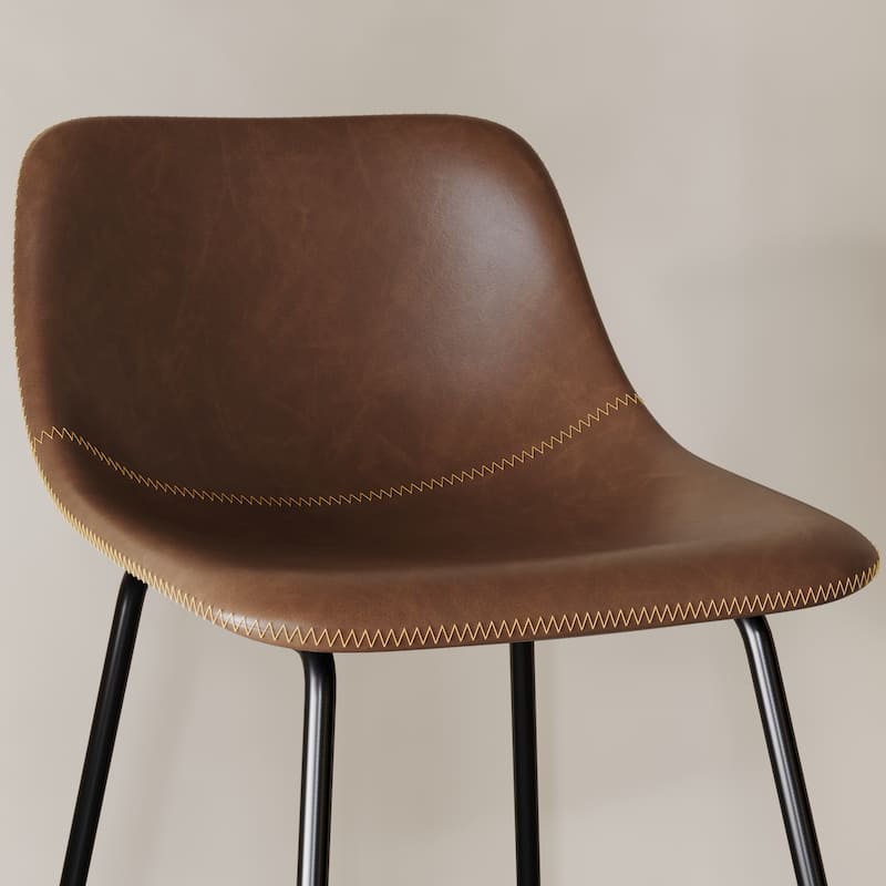 Modern 30.in Bar Height Bar Stool with PU Leather and Metal Frame Barstools for Kitchen Island