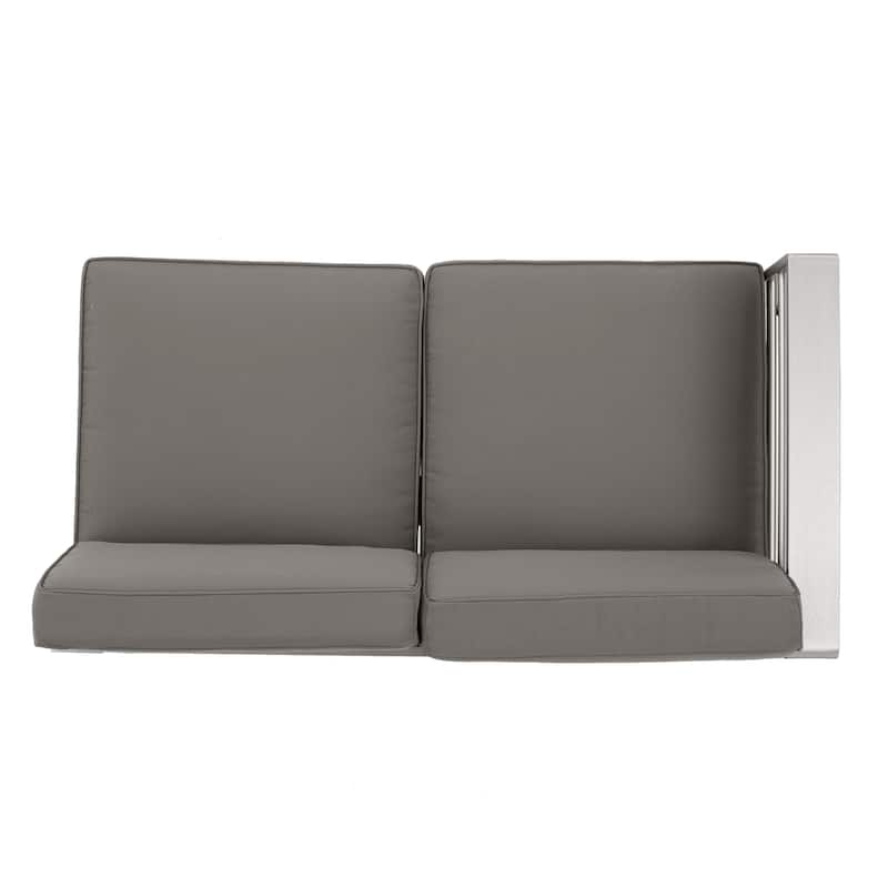 Christopher Knight Home - Ethan Outdoor V-Shaped Aluminum 4-Seat Sectional Sofa Set with Waterproof Cushion